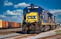 CSX Train engine in a trainyard, Pensacola, Florida, USA - Stock Editorial Photography